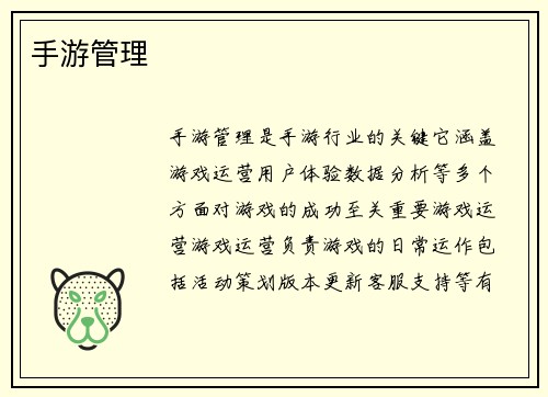 手游管理